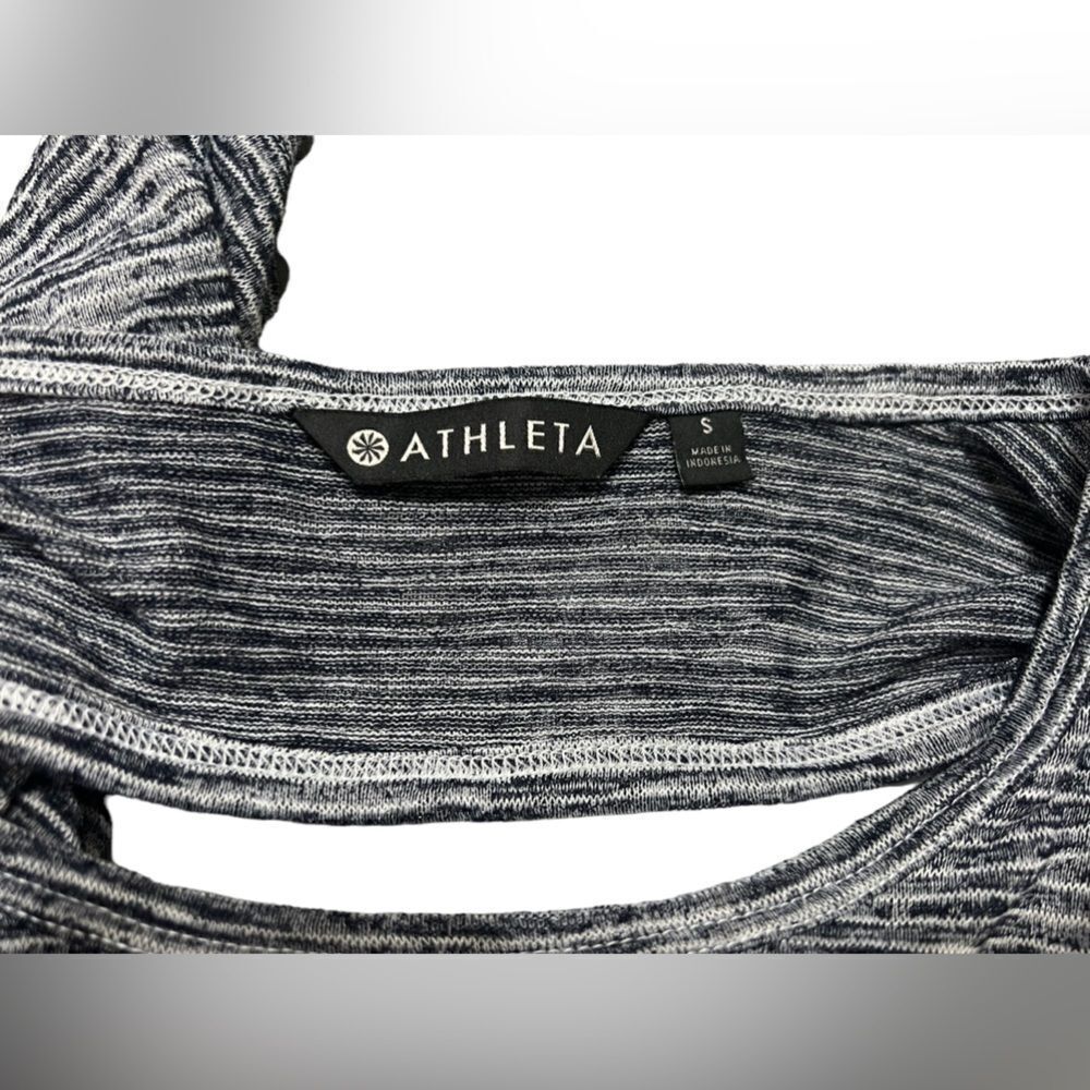 Athleta Breezy Long Sleeve small dark navy and white stripes - Picture 3 of 13